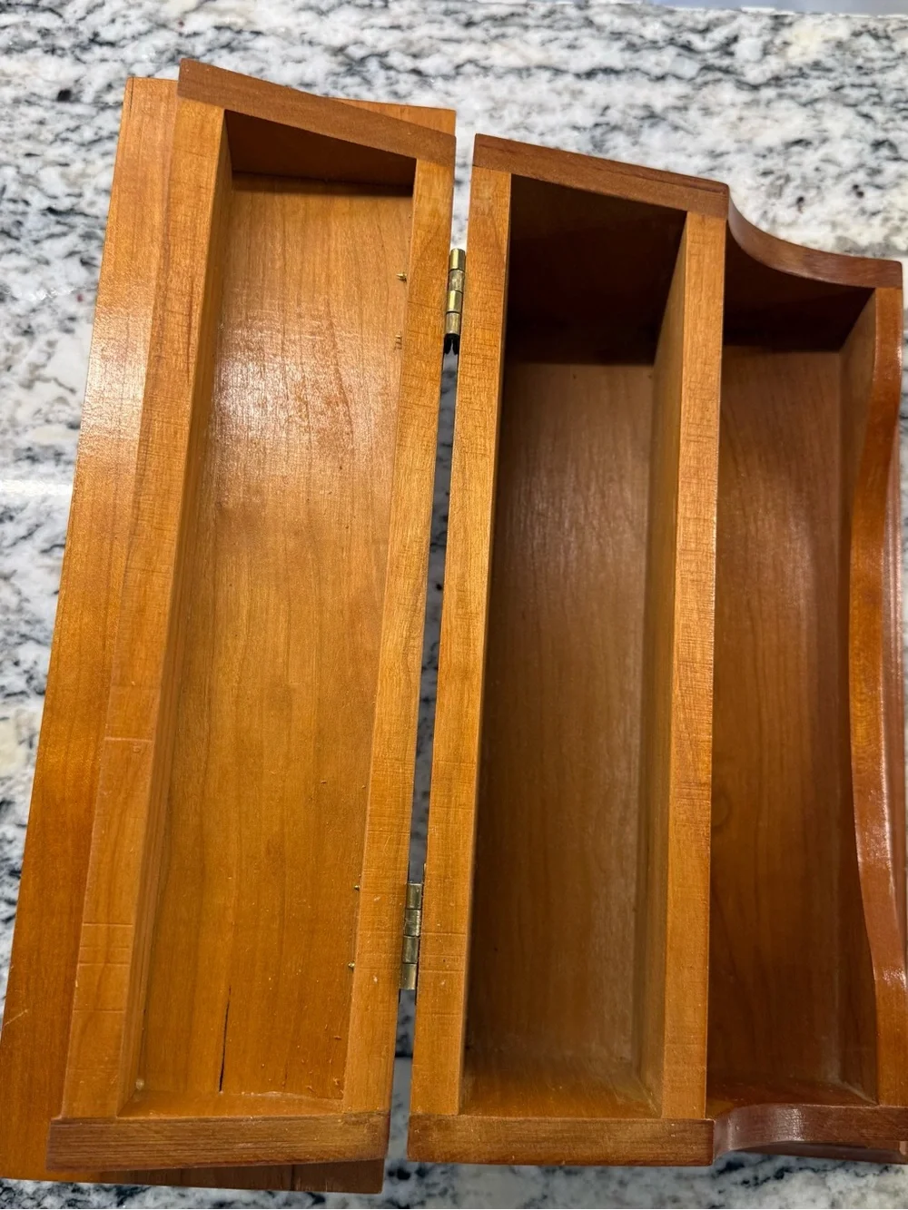 Vintage Wooden Desk Organizer Mail Sorter Letter Holder Hinged Lid Slanted Box